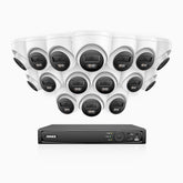 H800 - 4K 16 Channel 16 Cameras PoE Security System, Built-in Microphone, Human & Vehicle Detection, Color & IR Night Vision, RTSP Supported